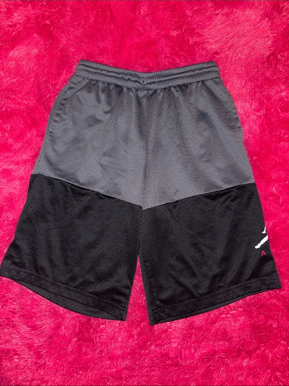Jordan Black & Gray Boys Athletic Mesh Shorts